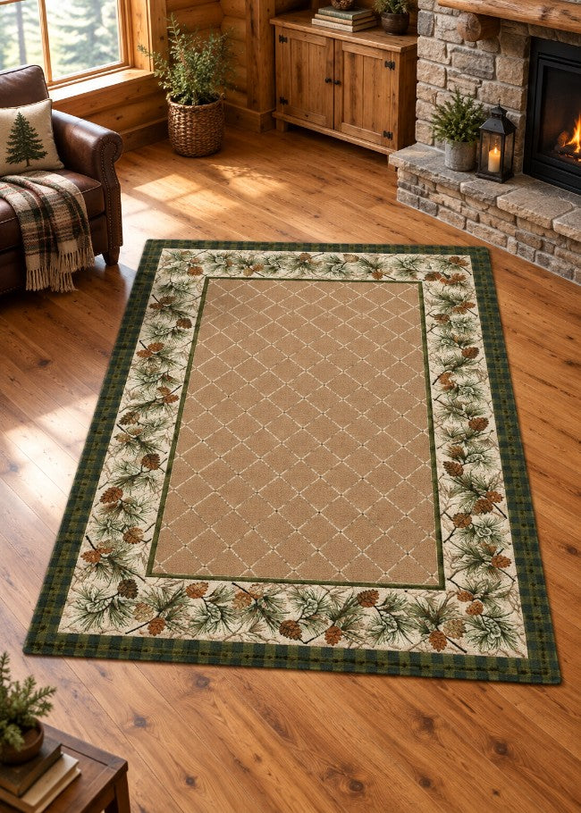 Evergreen Sandstone Rug Living Room | The Cabin Shack