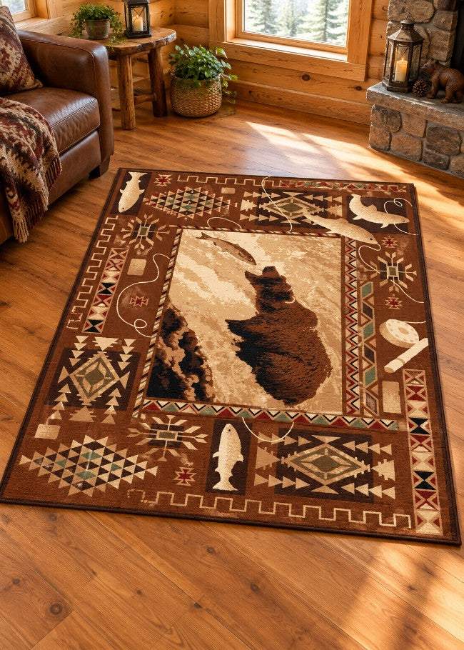 Falls Fishing Rug Living Room | The Cabin Shack