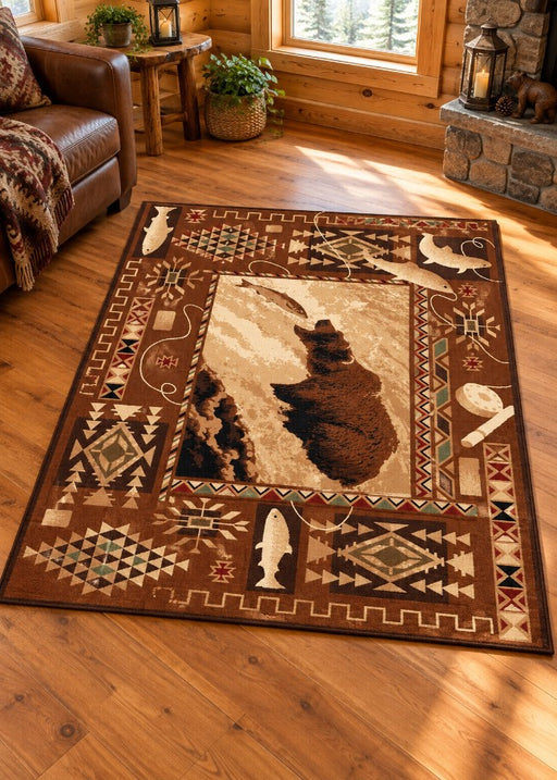 Falls Fishing Rug Living Room | The Cabin Shack