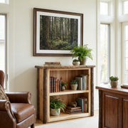 Flat Top Mountain Hickory Log Two Shelf Bookcase in Natural