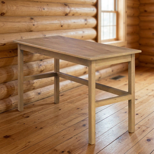 French Mountain Solid Hickory Writing Desk staged in a sunlit log cabin home office