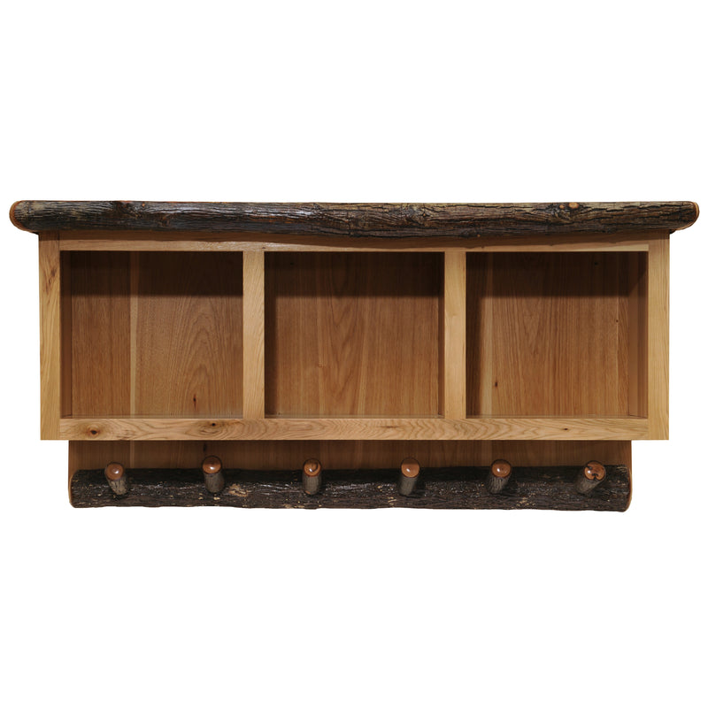 Angled view of the Gabletop Mountain Hickory Hanging Locker Shelf