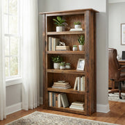 Gemini Peak Reclaimed Barnwood Five Shelf Library Bookcase front view