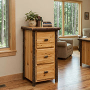 Geneva Mountain Hickory Log Three Drawer File Cabinet in Natural