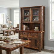 Gilpin Peak Barnwood and Hickory Buffet and Hutch in a bright cabin dining room
