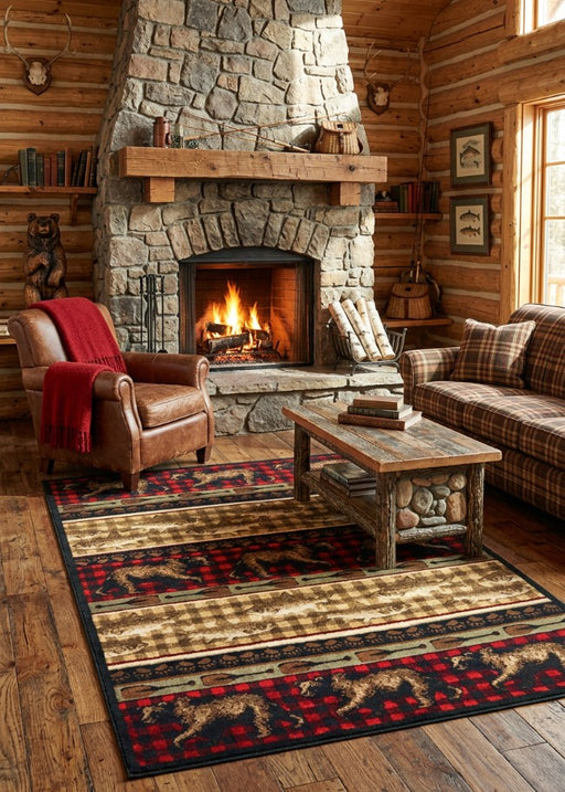 Glacier Gorge Plaid Rug Living Room | The Cabin Shack
