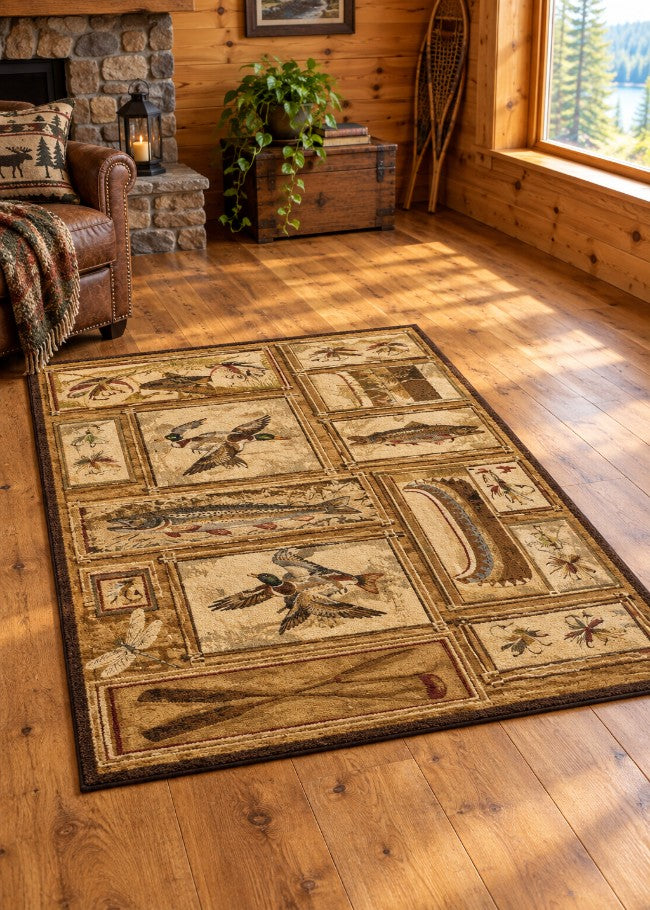 Glacier Lake Rustic Rug Collection Living Room | The Cabin Shack