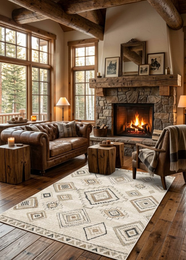 Glendale White Sand Rug Living Room | The Cabin Shack