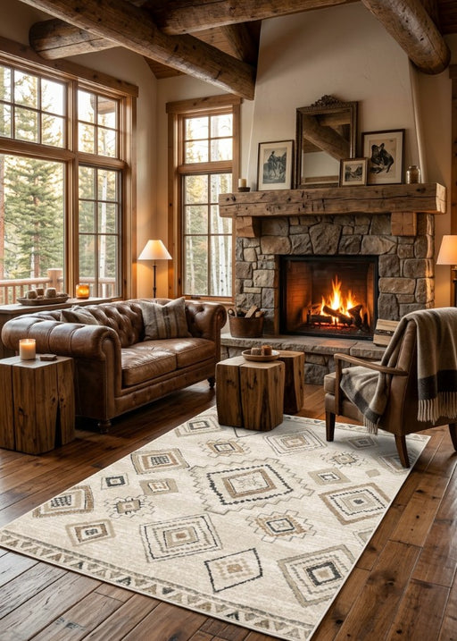 Glendale White Sand Rug Living Room | The Cabin Shack