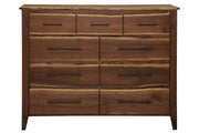 Front view of the Gothic Mountain Live Edge Walnut Nine Drawer Dresser