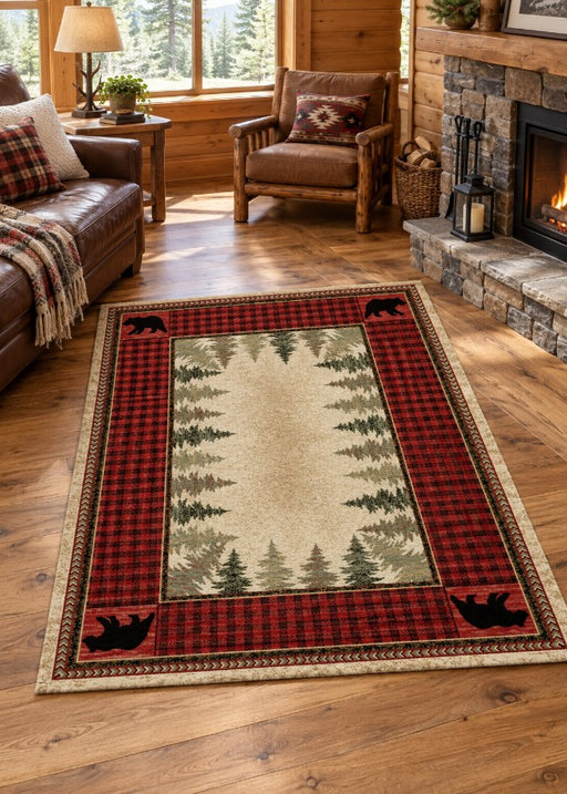 Grand Square Bear Rug Living Room | The Cabin Shack