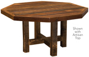 Green Mountain Reclaimed Barnwood Octagon Dining Table with the smooth Antique Oak Top