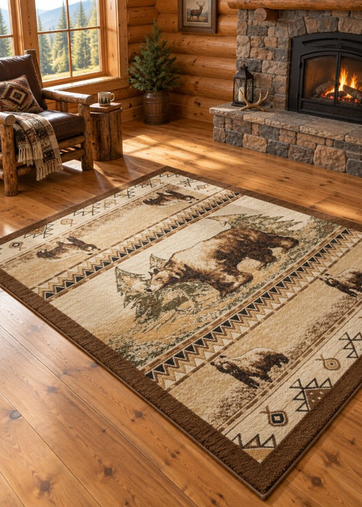 Grizzly Hunt Rug Living Room | The Cabin Shack