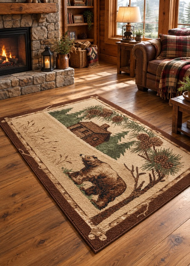 Grizzly Inn Rug Living Room | The Cabin Shack