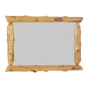 Angled view of the Grizzly Mountain Cedar Half Log Mirror