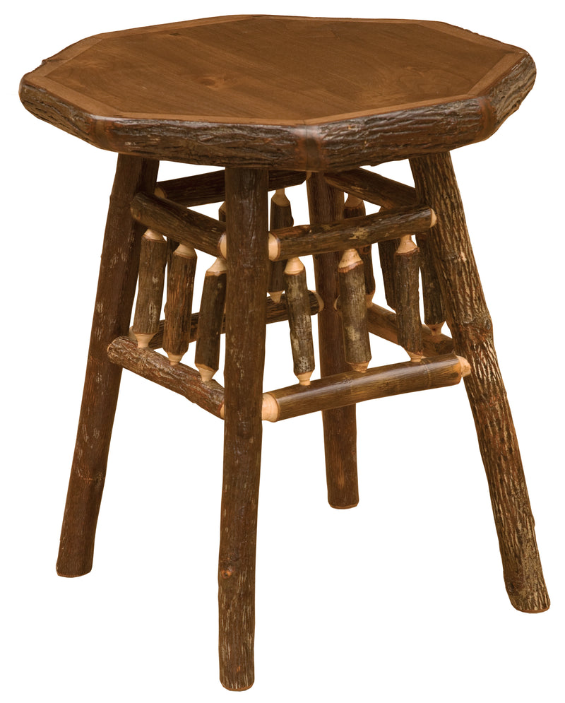 Hagues Peak Hickory Log Spindle Nightstand in the Espresso finish with a deep brown top