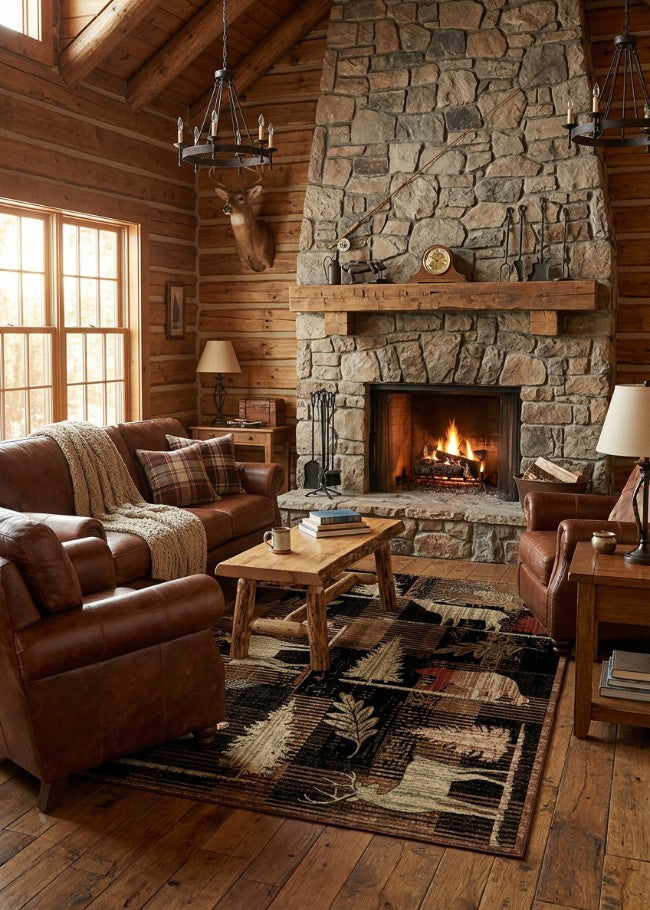 Hearthside Rug Living Room | The Cabin Shack