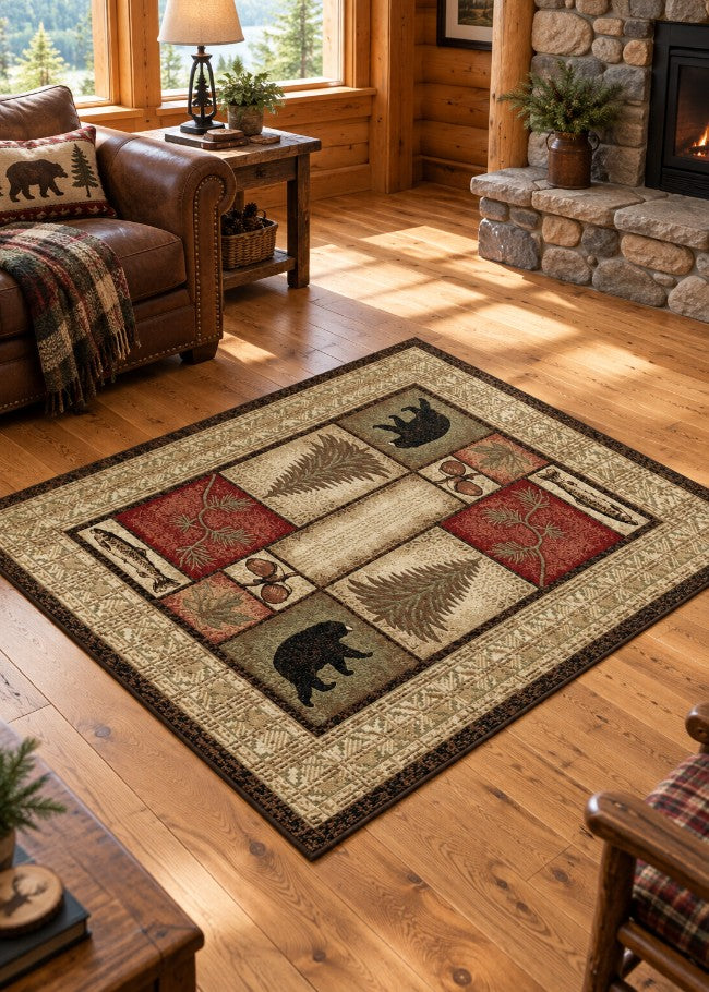 Heritage Lodge Bear Rug Living Room | The Cabin Shack