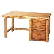 Angled view of the Hermit Peak Cedar Log File Desk