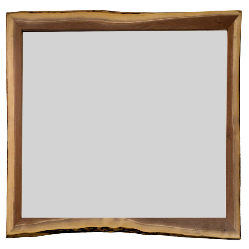 Angled view of the Hermosa Peak Black Walnut Live Edge Mirror