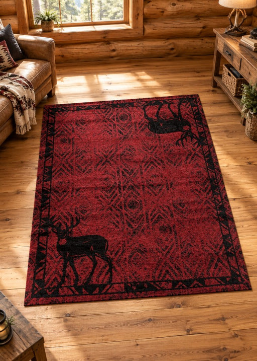 Hudson Red Rug Living Room | The Cabin Shack