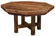 Angled view of the Iowa Peak Barnwood Poker Table Cover on an eight-sided poker table