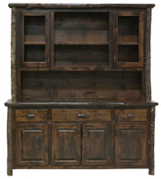 Iron Mountain Hickory Log Buffet and Hutch with Shelving in Espresso stain