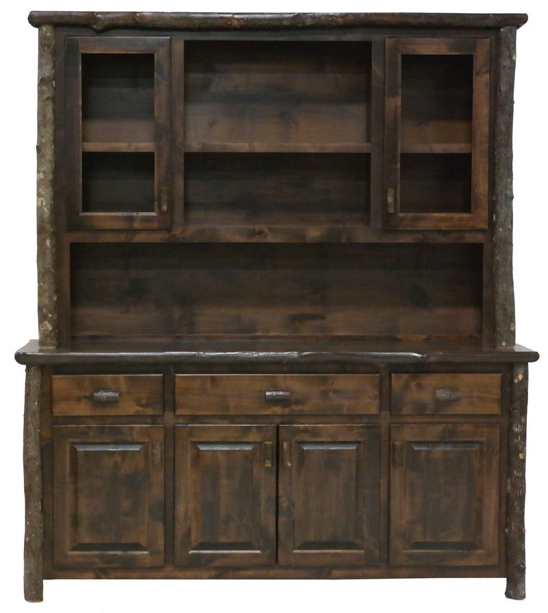 Iron Mountain Hickory Log Buffet and Hutch with Shelving in Espresso stain