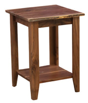 Angled view of the Italian Mountain Live Edge Walnut Open Nightstand