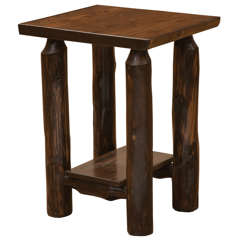 Angled view of the Jasper Peak Cedar Log Open Nightstand