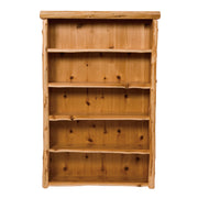 Angled view of the Jones Mountain Cedar Log Library Bookcase