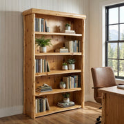 Jones Mountain Cedar Log Library Bookcase in a rustic cabin living room