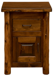 Front view of the Lackawanna Peak Cedar Log Enclosed Nightstand