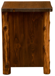 Side view of the Lackawanna Peak Cedar Log Enclosed Nightstand
