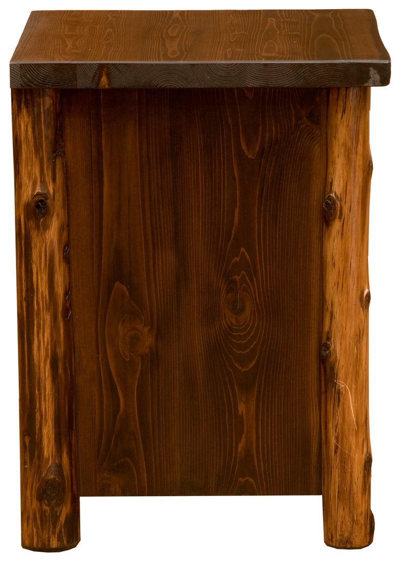 Side view of the Lackawanna Peak Cedar Log Enclosed Nightstand