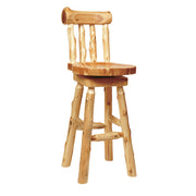 Angled view of the Leviathan Peak Cedar Swivel Stool with Back