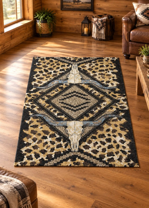 Longhorn Bull Rug Living Room | The Cabin Shack