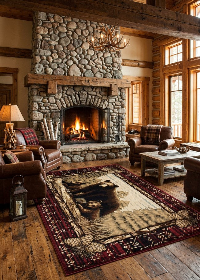 Mama Bear Pine Rug Living Room | The Cabin Shack