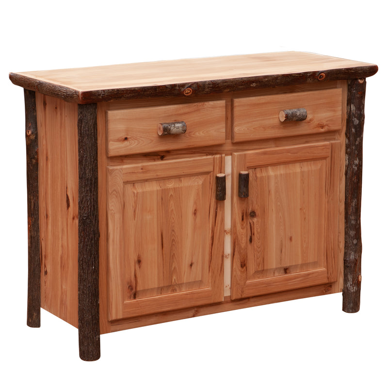 Angled view of the McClellan Mountain Hickory Log Buffet