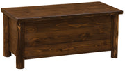 Angled view of the McHenrys Peak Cedar Log Blanket Chest