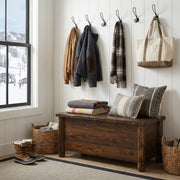 McHenrys Peak Cedar Log Blanket Chest in a cabin entryway