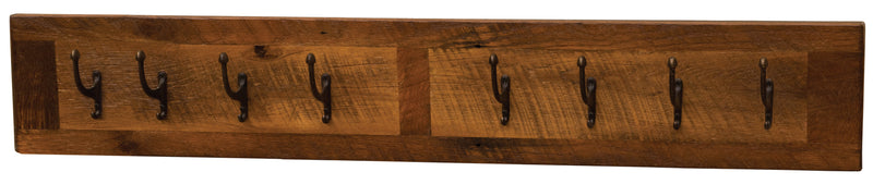 Meadow Mountain Reclaimed Barnwood Wall Coat Rack in the 48-inch width with eight hooks