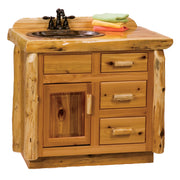 Angled view of the Mears Peak Cedar Log Vanity