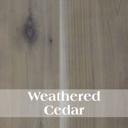 Weathered finish option of the Mears Peak Cedar Log Vanity with muted gray-brown cedar tones