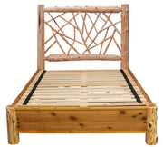 Second front view of the Milwaukee Peak Cedar Log Twig Bed with Rail System