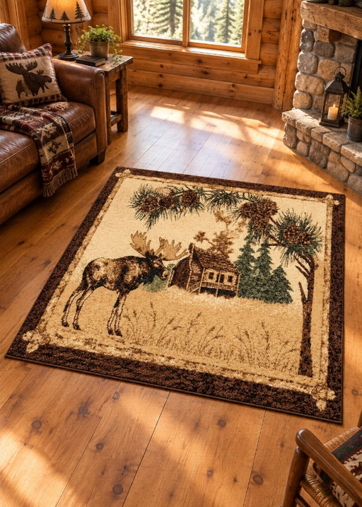 Moose Inn Lodge Rug Collection Living Room | The Cabin Shack