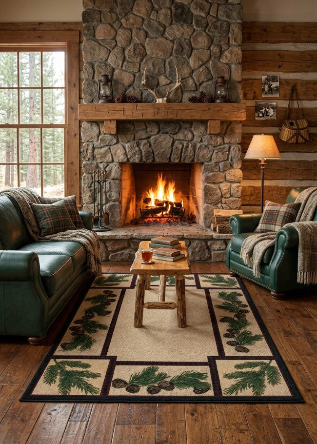 Moraine Pine Rug Living Room | The Cabin Shack