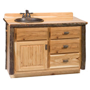 Angled view of the Mount Aetna Hickory Log Vanity