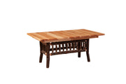 Hickory log base detail of the Mount Albion Hickory Log Extension Dining Table