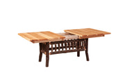 Mount Albion Hickory Log Extension Dining Table with the leaves installed